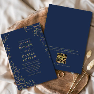 Convite Casamento com Código QR Minimalista Elegante Doura
