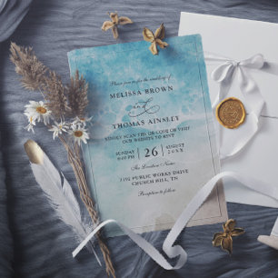 Convite Casamento com Código QR Orçamentário Elegante de P