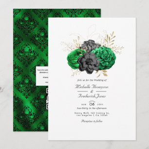 Convite Casamento com código QR para RSVP com floral em es