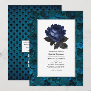 Convite Casamento com Código QR para RSVP Floral Gótico Pr