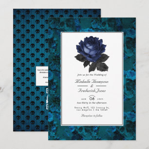 Convite Casamento com Código QR para RSVP Floral Gótico Pr