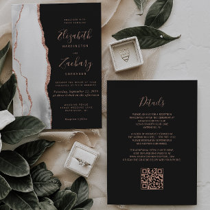 Convite Casamento com Código QR Preto de Chapa de Agata Do