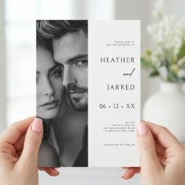 Convite Casamento com código QR preto e branco do lado mod