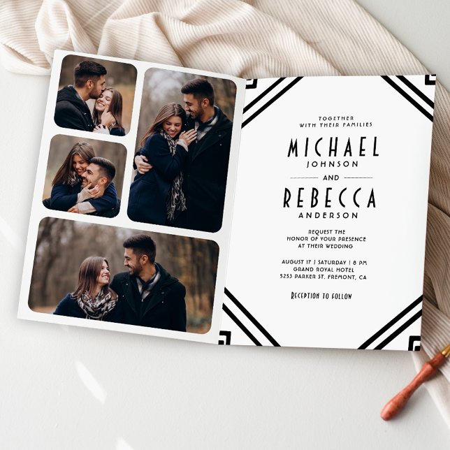 Convite Casamento com Código QR Preto e Branco em Arte Geo (Criador carregado)