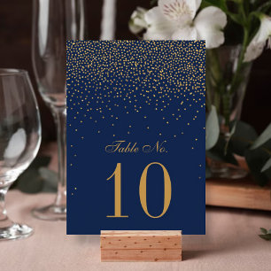 Convite Casamento com Confetes Azul-Marinho e Dourado Glam