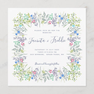 Convite Casamento com cor-de-água rústica floral moderna