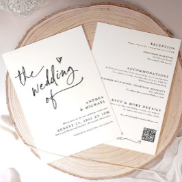 Convite Casamento com Coração Moderno Código QR