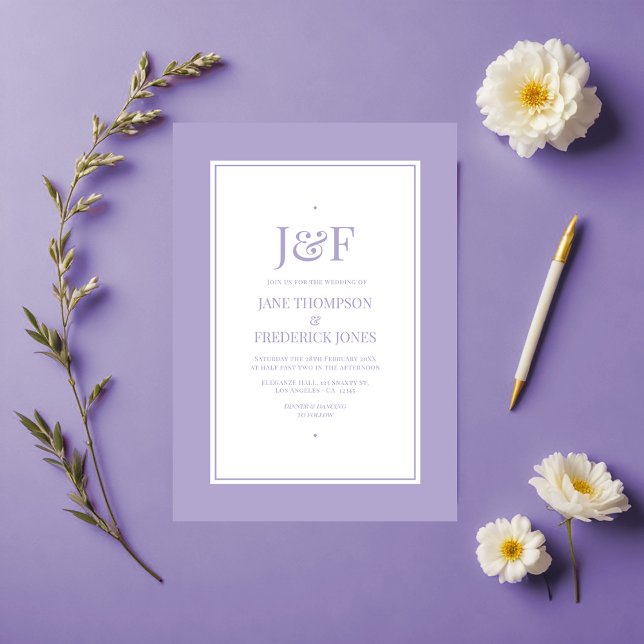 Convite Casamento com cores de Lavanda digital (Digital Lavender Color Wedding Invitation)