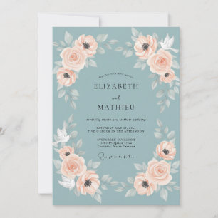 Convite Casamento com Coroa de Apricot Slate