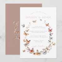 Casamento com Coroa de Borboleta Rosa Elegante
