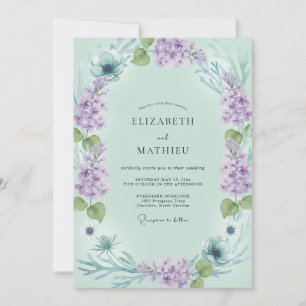 Convite Casamento com Coroa de Celadon Violeta