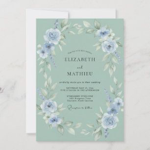 Convite Casamento com Coroa de Celadônia e Centáurea