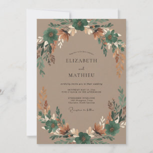 Convite Casamento com Coroa de Cobre e Bege