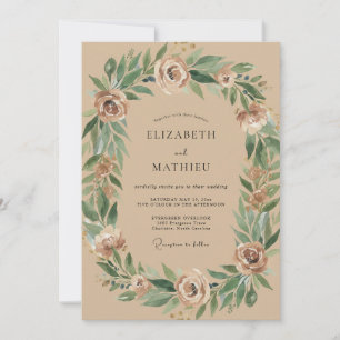 Convite Casamento com Coroa de Eucalipto Bege
