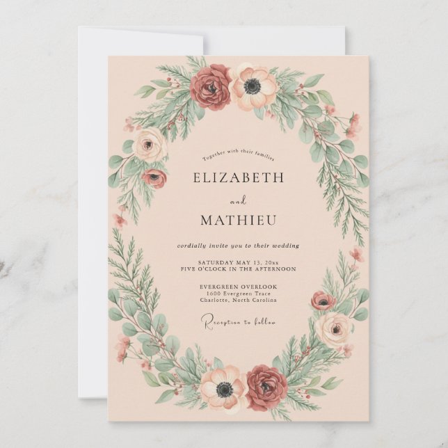 Convite Casamento com Coroa de Ferrugem Abafada (Frente)