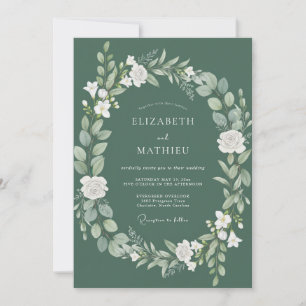 Convite Casamento com Coroa de Folhas de Oliveira