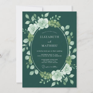 Convite Casamento com Coroa de Hortelã Azul