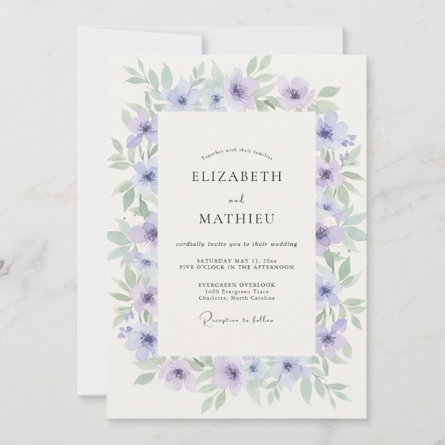 Convite Casamento com Coroa de Hortelã e Vinca (Frente)