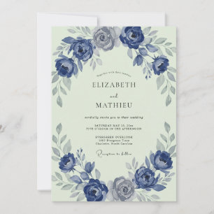Convite Casamento com Coroa de Hortelã Índigo