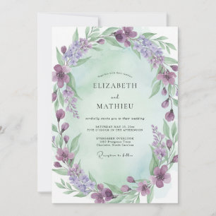 Convite Casamento com Coroa de Hortelã Violeta