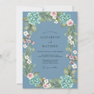 Convite Casamento com Coroa de Hortênsias Slate