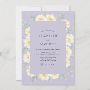 Convite Casamento com Coroa de Lavanda Amarela Suave