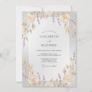 Convite Casamento com Coroa de Lilás e Champanhe
