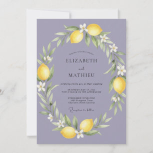 Convite Casamento com Coroa de Limão e Periwinkle