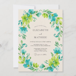 Convite Casamento com Coroa de Limão Verde
