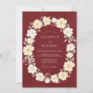Convite Casamento com Coroa de Merlot Ivory