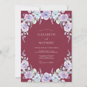 Convite Casamento com Coroa de Merlot Periwinkle