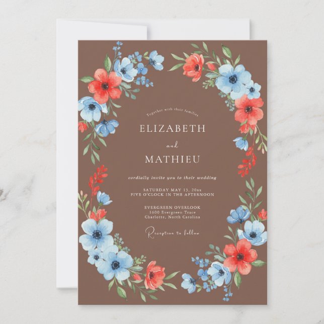 Convite Casamento com Coroa de Milho Mocha (Frente)