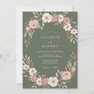 Convite Casamento com Coroa de Oliva Malva
