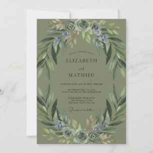 Convite Casamento com Coroa de Olive Periwinkle