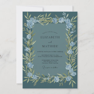 Convite Casamento com Coroa de Oliveiras em Slate