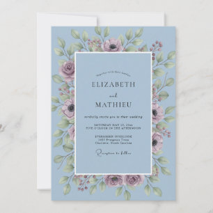 Convite Casamento com Coroa de Plumagem Violeta