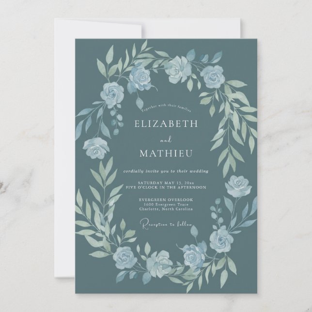 Convite Casamento com Coroa de Prata em Slate (Frente)