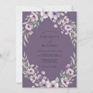 Convite Casamento com Coroa de Roxo Suave