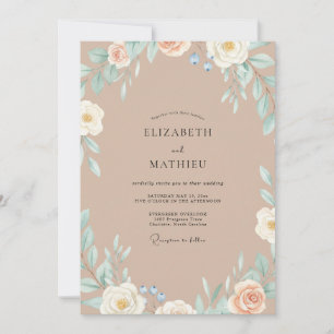 Convite Casamento com Coroa de Taupe Champagne