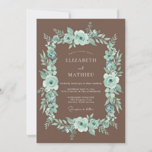 Convite Casamento com Coroa Opulenta Turquesa