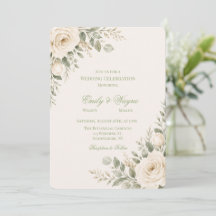 Casamento com Creme e Verde Sálvia Folhagem
