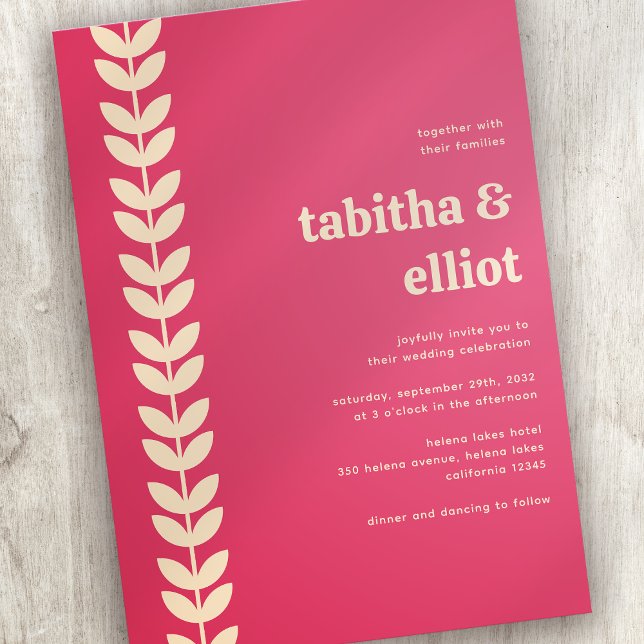 Convite Casamento com Creme Rosa Floral Moderno (Criador carregado)