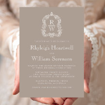 Casamento com Crest de Monograma em Taupe Clássico