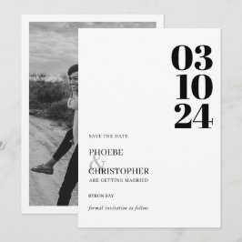 Convite Casamento com data de foto moderna e contemporânea