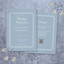 Casamento com Deco de Código QR Azul Elegante