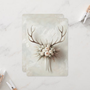 Convite Casamento com Deer Antlers com Buquê Bridal