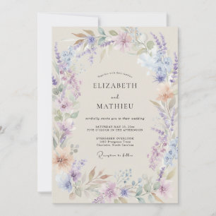 Convite Casamento com Deliciosa Flor Silvestre de Lavanda
