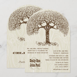 Convite Casamento com Design de Grão de Madeira de Árvore