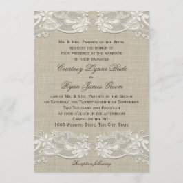 Convite Casamento com Design de renda de campo