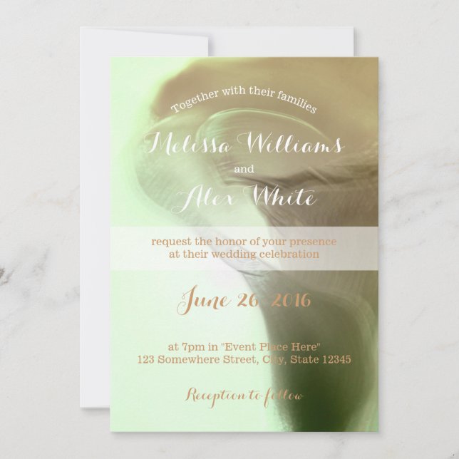 Convite Casamento com Detalhe da Flor Romântica (Frente)